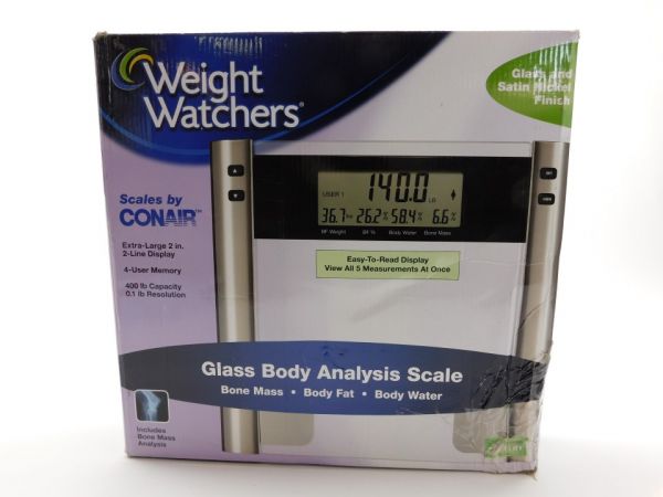 Weight Watchers by Conair Glass & Satin Nickel Body Analysis Scale