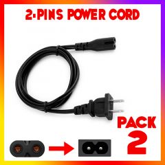 2 pack 2 pin AC Wall Power Cord Cable 2-Slot  for Samsung LG JVC TCL Electronics