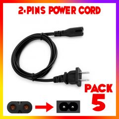 5 pack 2 Slot AC Power Cord Cable Non Polarized 125v 5ft Ships From US
