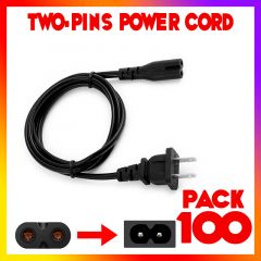Lot of 100 Pack 2 Prong 2 Pin AC Wall Plug Adapter Cable 2-Slot Power Cord C7