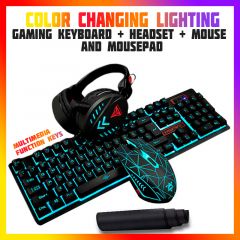 New Borderless Gaming Keyboard + Gaming Mouse + Gaming Headset + Mousepad