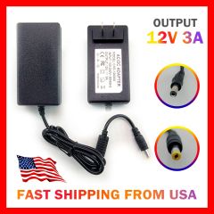 12v 3a monitor power supply with adapter for NVR ADSL Cats, HUB, Audio/Video