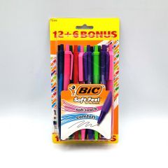 BIC Soft Feel Retractable Ballpoint Pens, 1.0mm, 8 Assorted Colors, 12+6 Pack