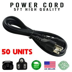 Power cord for monitor pc standard 5ft, black, high quality 125V 10 AMP 50 PK