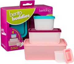 Bentology Snack Buddies - Mini Bento Snack Lunch Box w 4 Portion Containers
