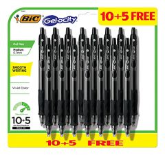 BIC Retractable, Gelocity Gel Pens 0.7mm Medium, Black Gel Ink, 15 Pack