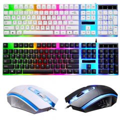 Gaming Keyboard And Mouse Combo Mechanical Feel Multi-Color RGB Wired USB