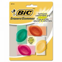 BIC Eraser with Grip, Assorted Colors, 4-Pack (BICERSGP41AST)