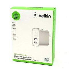 Belkin® Boost Charge 2-Port USB Home Charger, Silver, F7U049DQSLV
