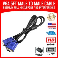 Vga Cable Video Male to Male for PC Monitor TV - SVGA 15 Pin Cord Full HD 1080p